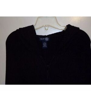 Lane Bryant Venezia Heavy Knit Hooded Black Sweater w Front Zip Close sz 14/16